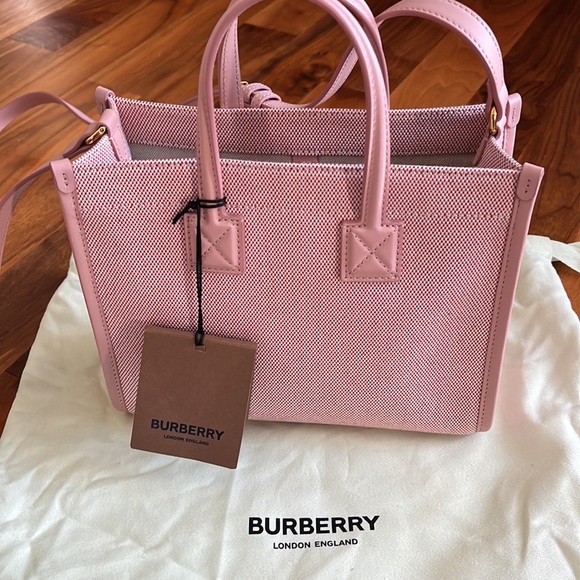 Burberry Mini Freya Horseferry Logo Canvas and Leather tote, NEW - Picture 13 of 17